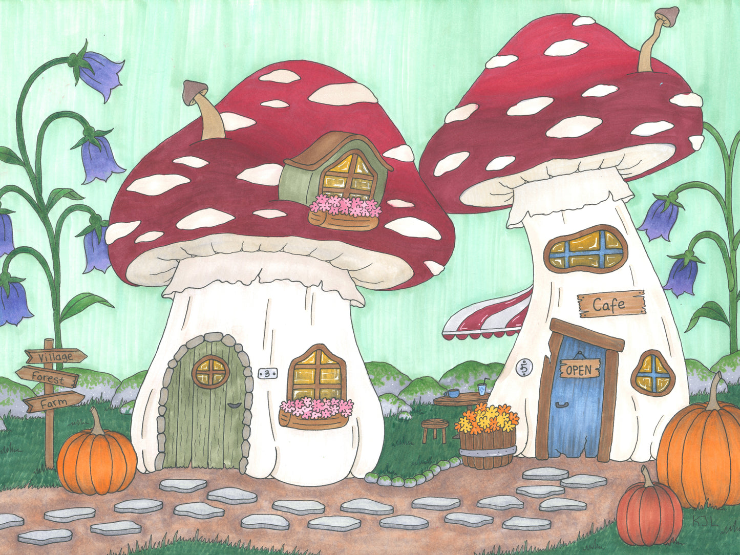 Svampehuse - eventyrlig børneplakat